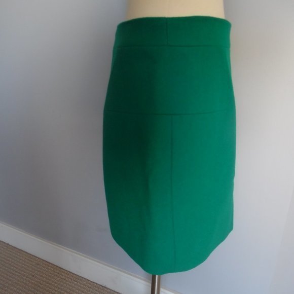 J Crew Bright Kelly Green Emerald Classic Mini Work Casual Wool Skirt 14275 Smal - Picture 3 of 7